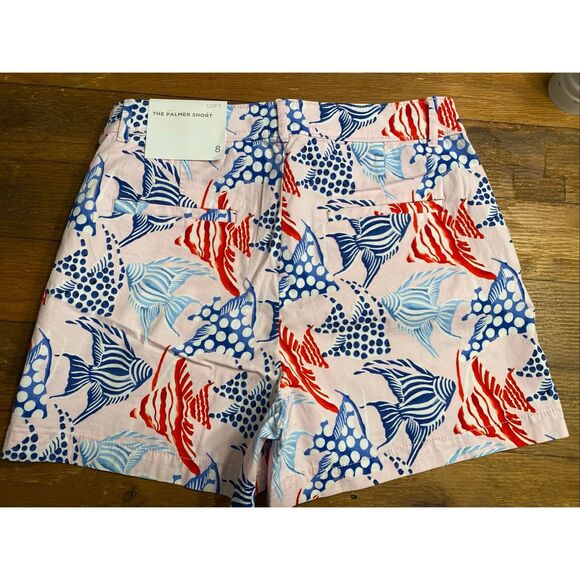 Loft size 8 NWT the Palmer short fish pink blue red shorts pants - Picture 6 of 7